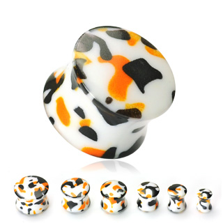 Piercing plug camouflage orange blanc noir