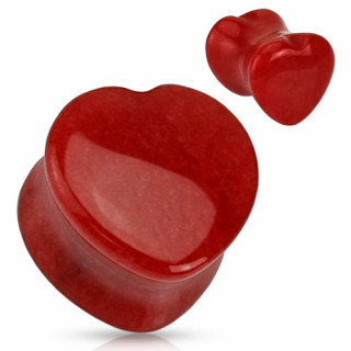 Piercing plug coeur scupt en Jade rouge