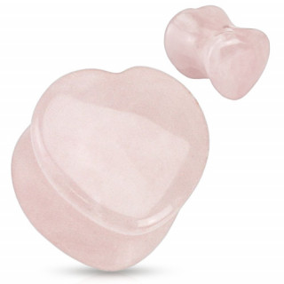 Piercing plug coeur scupt en Quartz rose