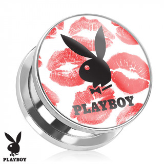 Piercing plug carteur en acier Playboy avec lapin et lvres