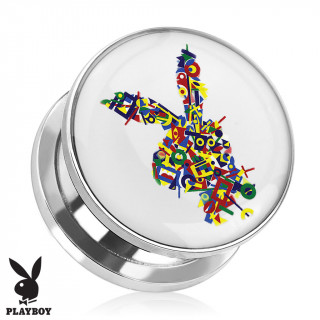 Piercing plug carteur en acier Playboy avec lapin multicolore