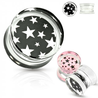Piercing plug écarteur en acrylique transparent à étoiles