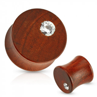 Piercing plug carteur en bois d'acajou avec zirconium