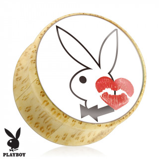 Piercing plug carteur en bois Playboy avec lapin et marque de rouge  lvre