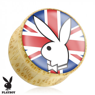 Piercing plug carteur en bois Playboy avec lapin sur drapeau Royaume uni