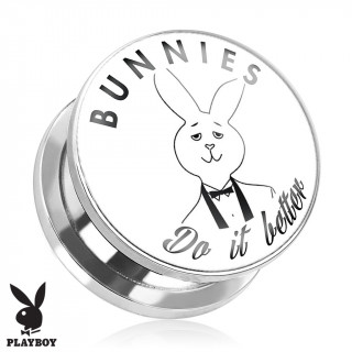 Piercing plug carteur Playboy en acier avec lapin "Bunnies Do It Better"