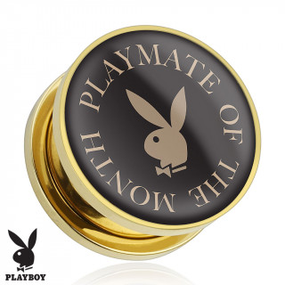 Piercing plug carteur Playboy en acier dor "Playmate of The Month"