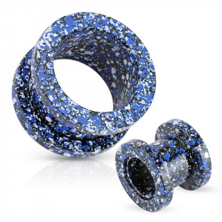 Piercing plug écarteur type tunnel en acrylique à motif éclaboussures bleues