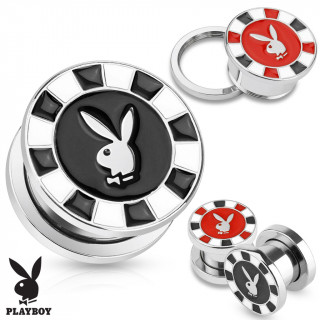 Piercing plug en acier style casino avec lapin Playboy (licence officiel)