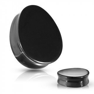 Piercing plug goutte en Agate noire (pierre semi-précieuse)