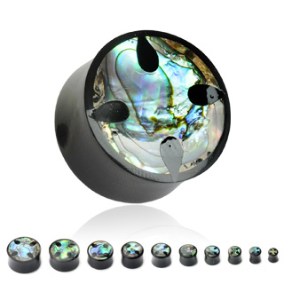 Piercing plug Iron Cross corne et abalone