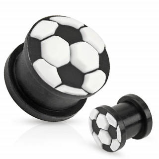Piercing plug noir avec motif ballon en silicone