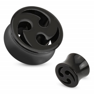 Piercing plug noir  spirale tribale creuse