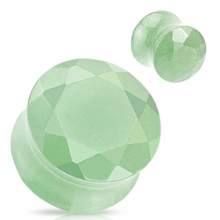 Piercing plug pierre semi-prcieuse Aventurine verte facette