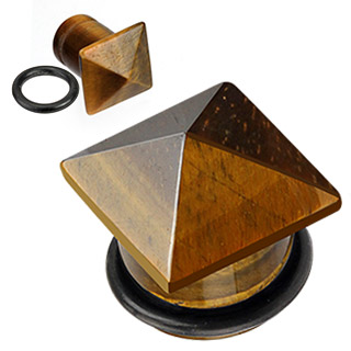 Piercing plug pierre semi-précieuse Oeil de tigre en pyramide
