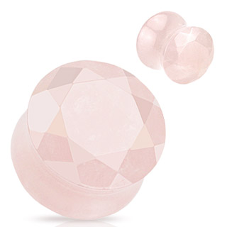 Piercing plug pierre semi-précieuse Quartz rose facetté