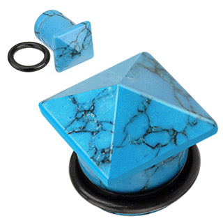 Piercing plug pierre semi-prcieuse Turquoise en pyramide