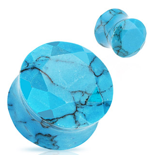 Piercing plug pierre semi-prcieuse Turquoise facette