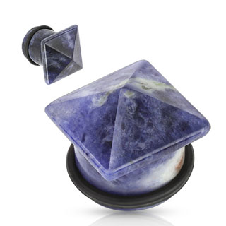 Piercing plug pierre Sodalite en pyramide