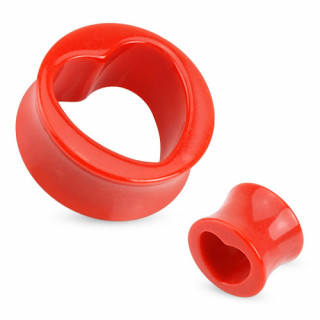 Piercing plug rouge  coeur creus