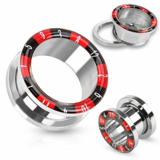Piercing plug tunnel en acier avec bord style roulette de casino