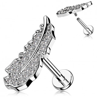 Piercing plume pave de strass (lvre, hlix, lobe...)