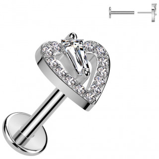 Piercing push-in  coeur chic zirconiums (lvre, narine, tragus, hlix...)