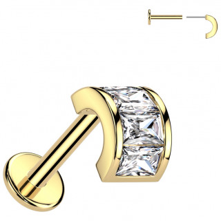 Piercing push-in dor  embout courb serti (lvre, narine, tragus, hlix...)