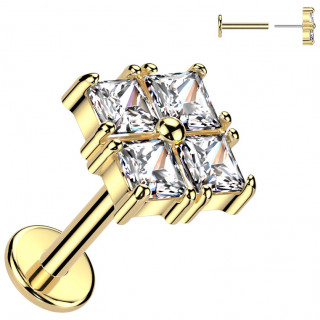 Piercing push-in dor  quatuor de zirconiums (lvre, narine, tragus, hlix...)