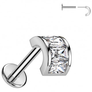 Piercing push-in  embout courb serti (lvre, narine, tragus, hlix...)