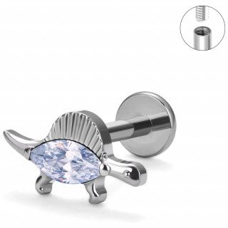 Piercing reptile prhistorique Dimtrodon en Titane  zirconium clair (lvre et oreille)