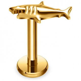 Piercing requin en Titane dor  filetage interne (lvre et oreille)