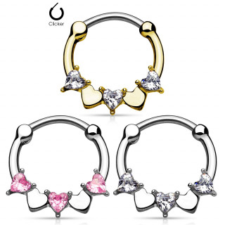 Piercing septum  arc de coeurs avec strass