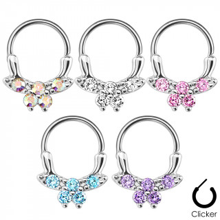 Piercing septum  clip avec papillon serti