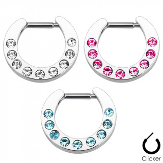 Piercing septum  clip en croissant de lune serti