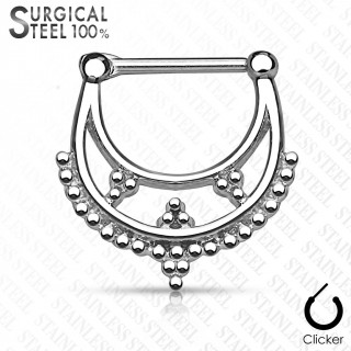 Piercing septum  croissant de lune perl en acier