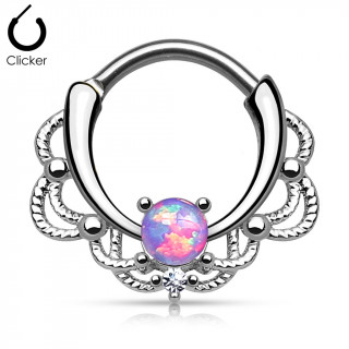 Piercing septum  design cordage sertie d'une Opale violette