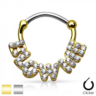Piercing septum à monogramme "Blow me" pavé de strass