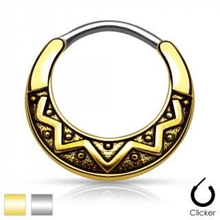 Piercing septum à motif tribal mystérieux