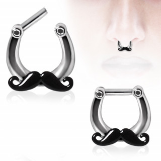 Piercing septum  moustache noire