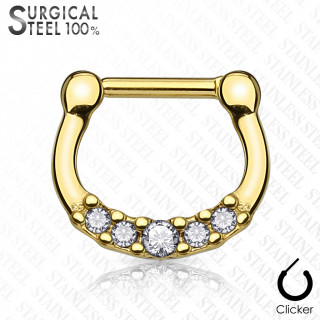 Piercing septum acier titanium IP  strass asymtriques - Dor