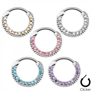 Piercing septum  clip pav de pierres et entour de billes