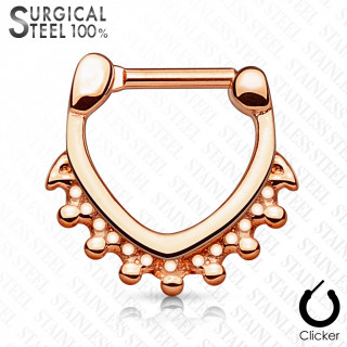 Piercing septum cuivr en acier  triangle perl