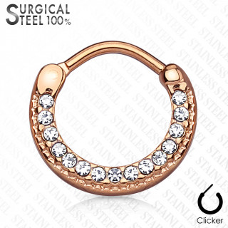 Piercing septum cuivr en acier constell de cristaux