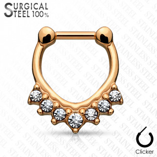 Piercing septum cuivr en acier design chevron