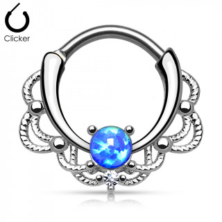 Piercing septum  design cordage sertie d'une Opale bleue