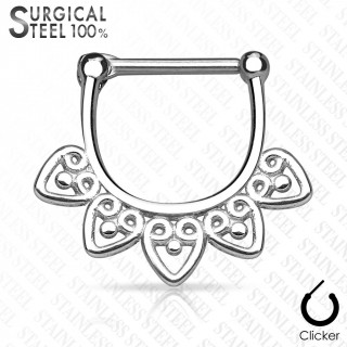 Piercing septum en acier  coeurs perls lis