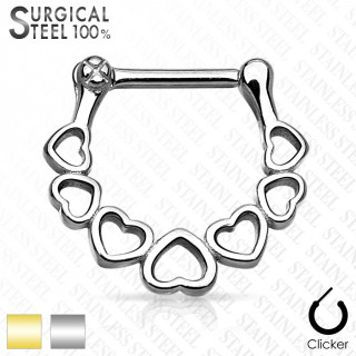 Piercing septum en acier  farandole de coeurs