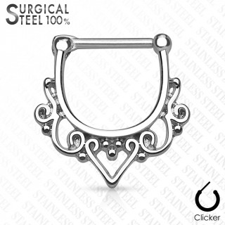 Piercing septum en acier  ornements baroques