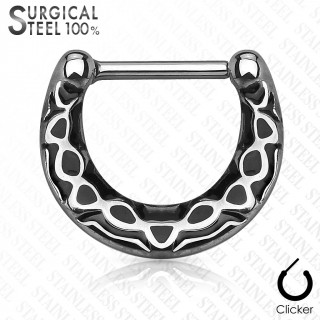 Piercing septum en acier  reliefs style Aztec